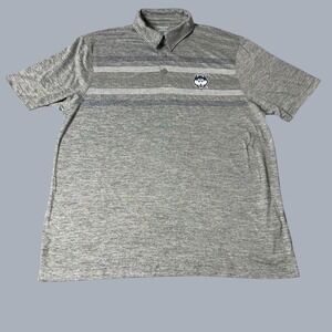 NEW Captivating UConn Huskies Mens M Gray Striped Performance Polo Shirt NCAA